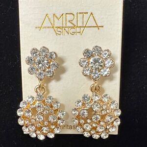 Amrita Singh Gold-Tone Crystal Floral Drop Earrings - NWT